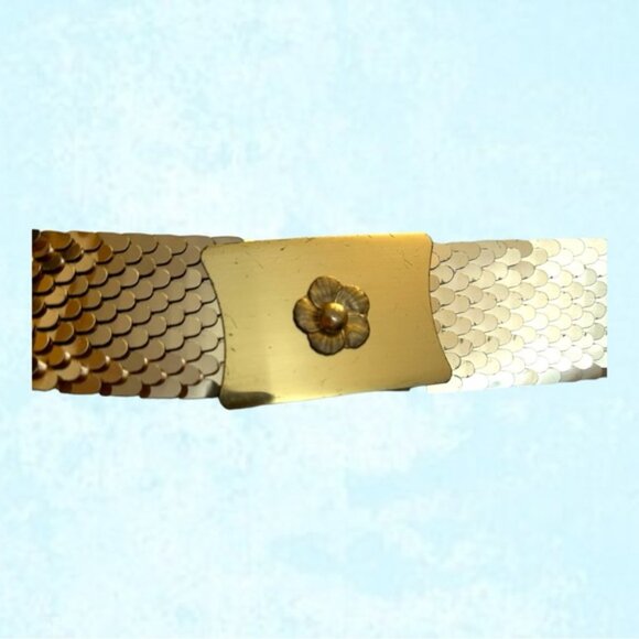 Womens Thick Gold Sequin Buckled Belt S M L - Picture 5 of 7